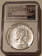 2017 D U.S. Mint 225th Anniversary 1 oz Silver Medal MS70 NGC Early Releases