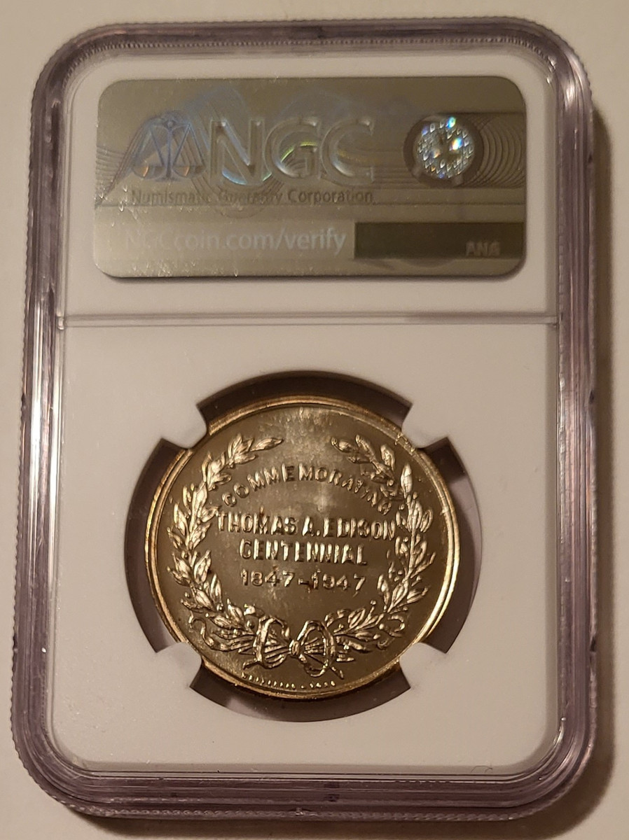 1947 C Smith So-Called 50 Cents Medal Thomas Edison Centennial