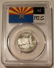 2008 S Silver Arizona State Quarter Proof PR70 DCAM PCGS Flag Label
