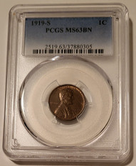 1919 S Lincoln Wheat Cent MS63 BN PCGS