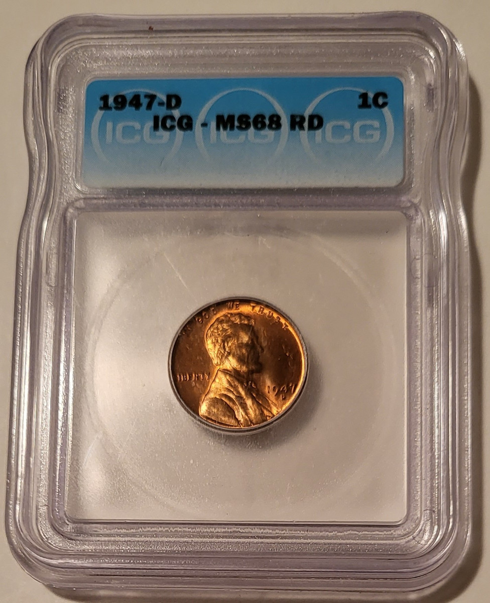 1947 D Lincoln Wheat Cent MS68 RED ICG - Talos Numismatics