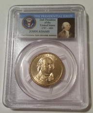 2007 P John Adams Presidential Dollar Doubled Edge Lettering - Inverted Error MS64 PCGS Portrait Label