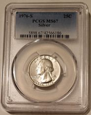 1976 S Silver Washington Bicentennial Quarter MS67 PCGS