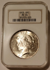 1923 Peace Silver Dollar MS64 NGC OH Light Toning