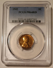 1942 Lincoln Wheat Cent PF64 RED PCGS Low Proof Mintage