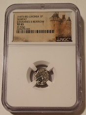 Livonia Johannes II Bertkow (1473-85) Silver Penny Dorpat Mint XF45 NGC