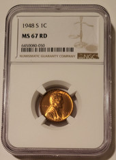 1948 S Lincoln Wheat Cent MS67 RED NGC