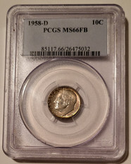 1958 D Roosevelt Dime MS66 FB PCGS Nicely Toned