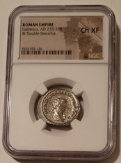 Roman Empire Gallienus AD 253-268 BI Double Denarius (Silvering?) rv Victory Presented Ch XF NGC