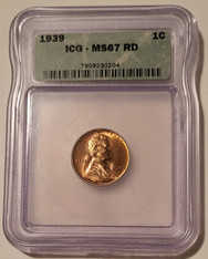 1939 Lincoln Wheat Cent MS67 RED ICG