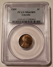 1909 Lincoln Wheat Cent MS63 BN PCGS