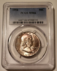 1954 Franklin Half Dollar MS66 PCGS Toned