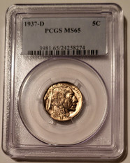 1937 D Buffalo Nickel MS65 PCGS Light Toning