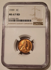 1939 Lincoln Wheat Cent MS67 RED NGC