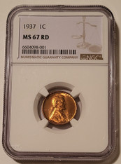 1937 Lincoln Wheat Cent MS67 RED NGC