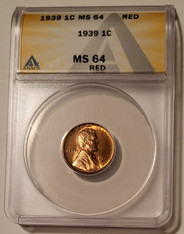 1939 Lincoln Wheat Cent MS64 RED ANACS