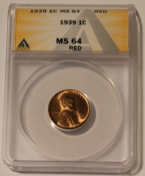 1939 Lincoln wheat cent penny ms64 anacs aa