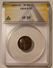 1924 D Lincoln Wheat Cent VF20 ANACS