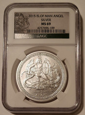 Isle of Man 2015 1 oz Silver Medal Angel Michael/Dragon MS69 NGC