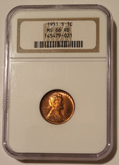 1951 S Lincoln Wheat Cent MS66 RED NGC