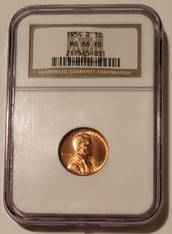 1954 D Lincoln Wheat Cent MS66 RED NGC