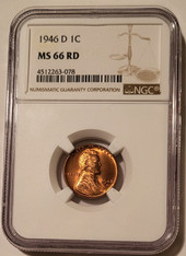 1946 D Lincoln Wheat Cent MS66 RED NGC