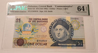Bahamas 1974 1 Dollar Bank Note Commemorative - Christopher Columbus Ch Unc 64 EPQ PMG