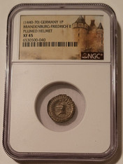 Germany - Brandenburg - Friedrich II 1440-70 Pfennig Bracteate Plumed Helmet XF45 NGC