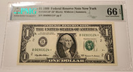 1999 FRB New York $1 Star / Replacement Bank Note Gem Unc 66 EPQ PMG