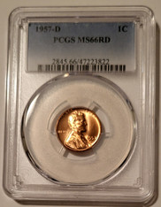 1957 D Lincoln Wheat Cent MS66 RED PCGS