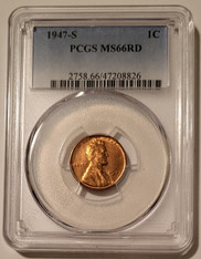 1947 S Lincoln Wheat Cent MS66 RED PCGS