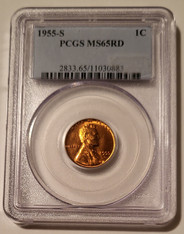 1955 S Lincoln Wheat Cent MS65 RED PCGS