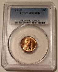 1950 D Lincoln Wheat Cent MS65 RED PCGS
