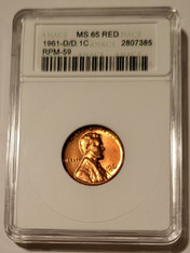 1961 D/D Lincoln Memorial Cent RPM-59 MS65 RED ANACS
