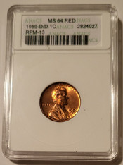 1959 D/D Lincoln Memorial Cent RPM-13 MS64 RED ANACS
