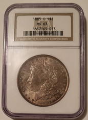 1885 O Morgan Silver Dollar VAM-28 MS63 NGC Toned Stickered Reverse