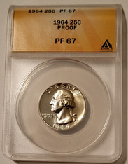 1964 Washington Quarter Proof PF67 ANACS