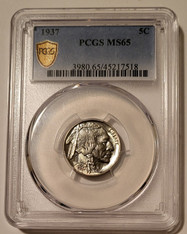 1937 Buffalo Nickel MS65 PCGS Gold Shield Holder