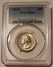 1953 S Washington Quarter MS64 PCGS Light Toning