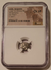 Gaul - Sequani Tribe c mid-1st Century BC AR Quinarius rv boar Ch VF NGC