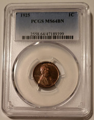 1925 Lincoln Wheat Cent MS64 BN PCGS