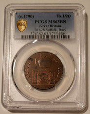Great Britain c 1790 1/2 Penny Conder Token Suffolk - Bury D&H-28 MS63 BN PCGS