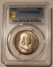 1950 Franklin Half Dollar MS65 FBL PCGS Toning