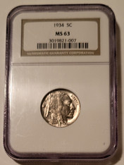 1934 Buffalo Nickel MS63 NGC