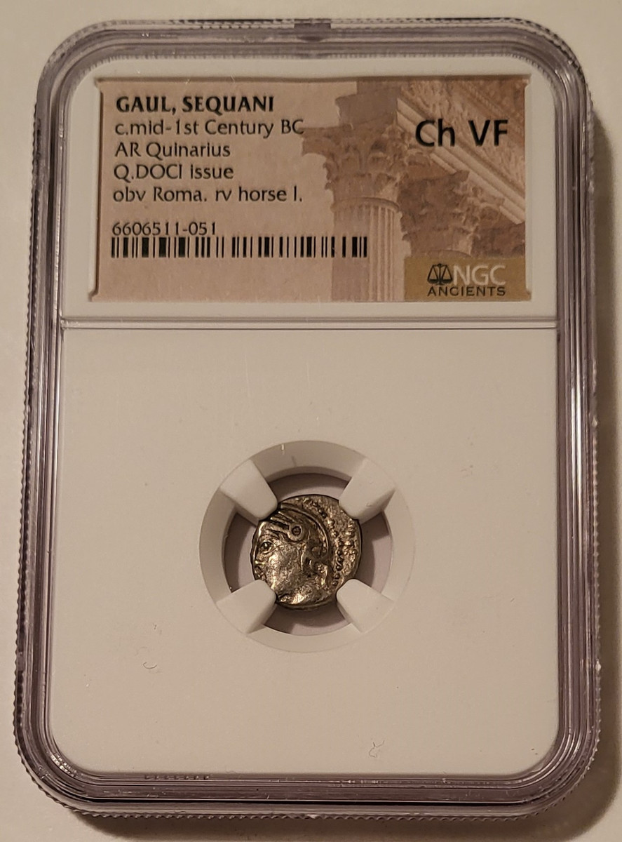 Gaul - Sequani Tribe c mid-1st Century BC AR Quinarius Q.DOCI