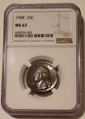 1958 Washington Quarter MS67 NGC Nice Dark Toning