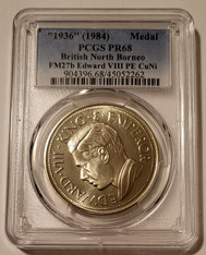 British North Borneo (Brunei) 1984 Medal "1936" Edward VIII FM27b PE CuNi Proof PR68 PCGS