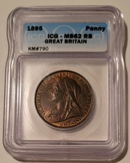 Great Britain Victoria 1895 Penny MS62 RB ICG