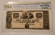1830-50 Newton NJ Sussex Bank $50 Obsolete Remainder Uniface Unc 62 PPQ PCGS