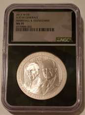 2013 W 5-Star Generals Commemorative Silver Dollar Marshall & Eisenhower MS70 NGC Camo Label